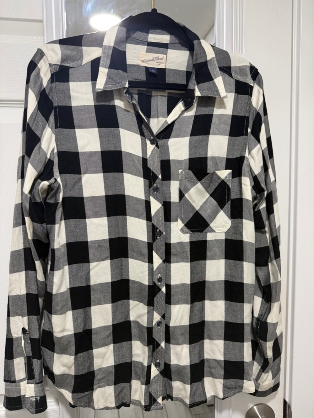 Universal Thread Black & White Buffalo Check Button-Down Shirt